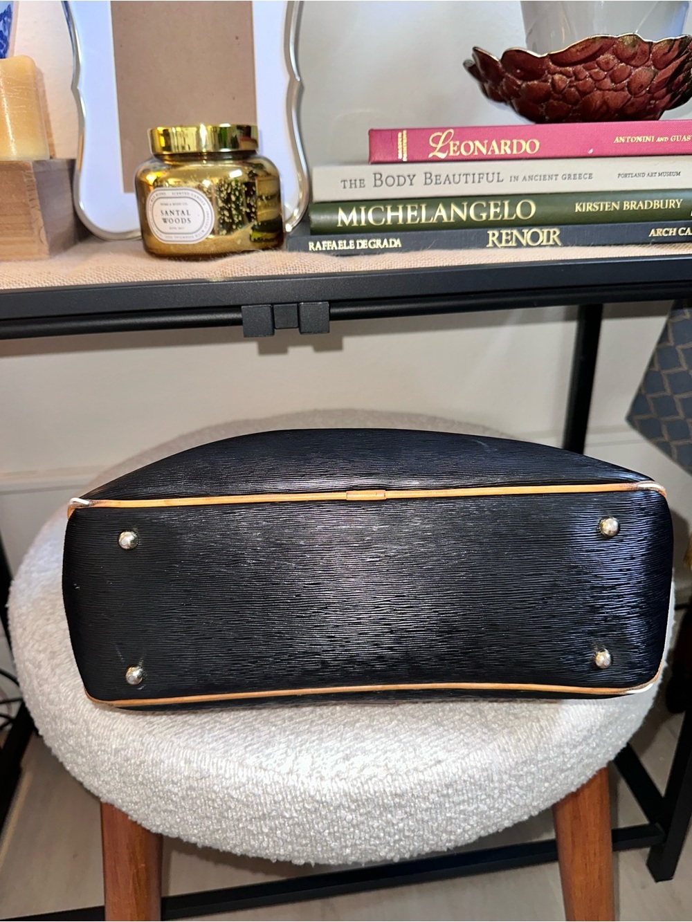 Vintage Dooney & Bourke Black Tote with Tan Trim and Handles - Picture 6 of 9